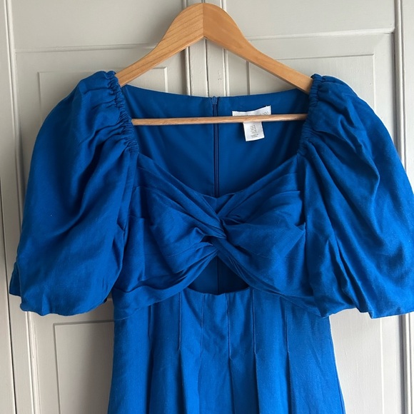 Revolve House of Harlow 1960 Blue Puff Sleeve Mini Pleated Dress - Size 0 - Picture 5 of 11